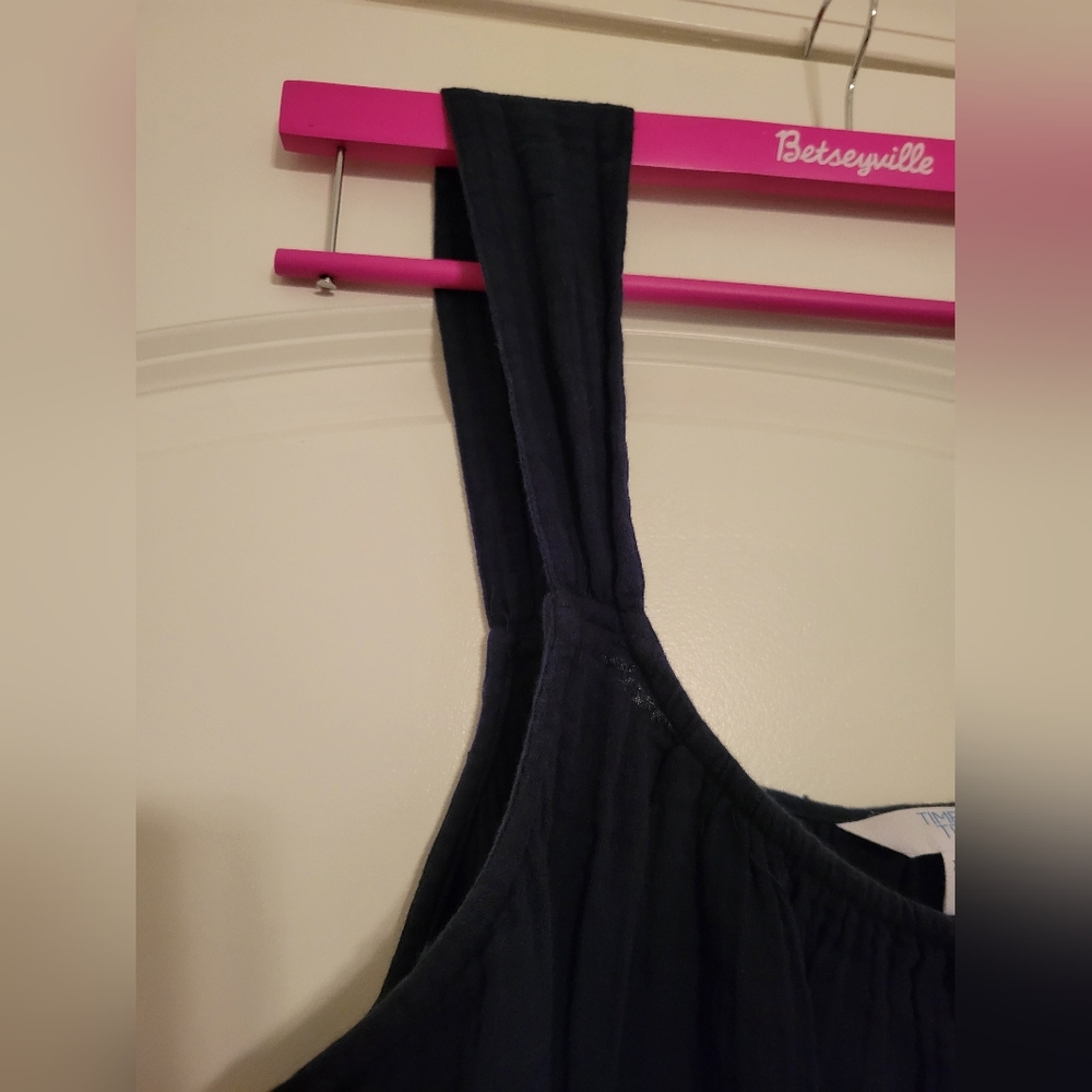Navy Blue Sleeveless Sundress Empire Waist Ruffle Tiers Midi Maxi Length - Picture 4 of 4